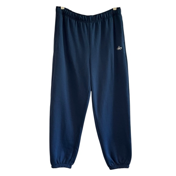 ALO Yoga Accolade Sweatpants Navy Comfy Lounge Fleece Joggers Unisex Size XL - Picture 1 of 14